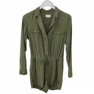 Lou & Grey Army Green Long Sleeve Button Up Romper